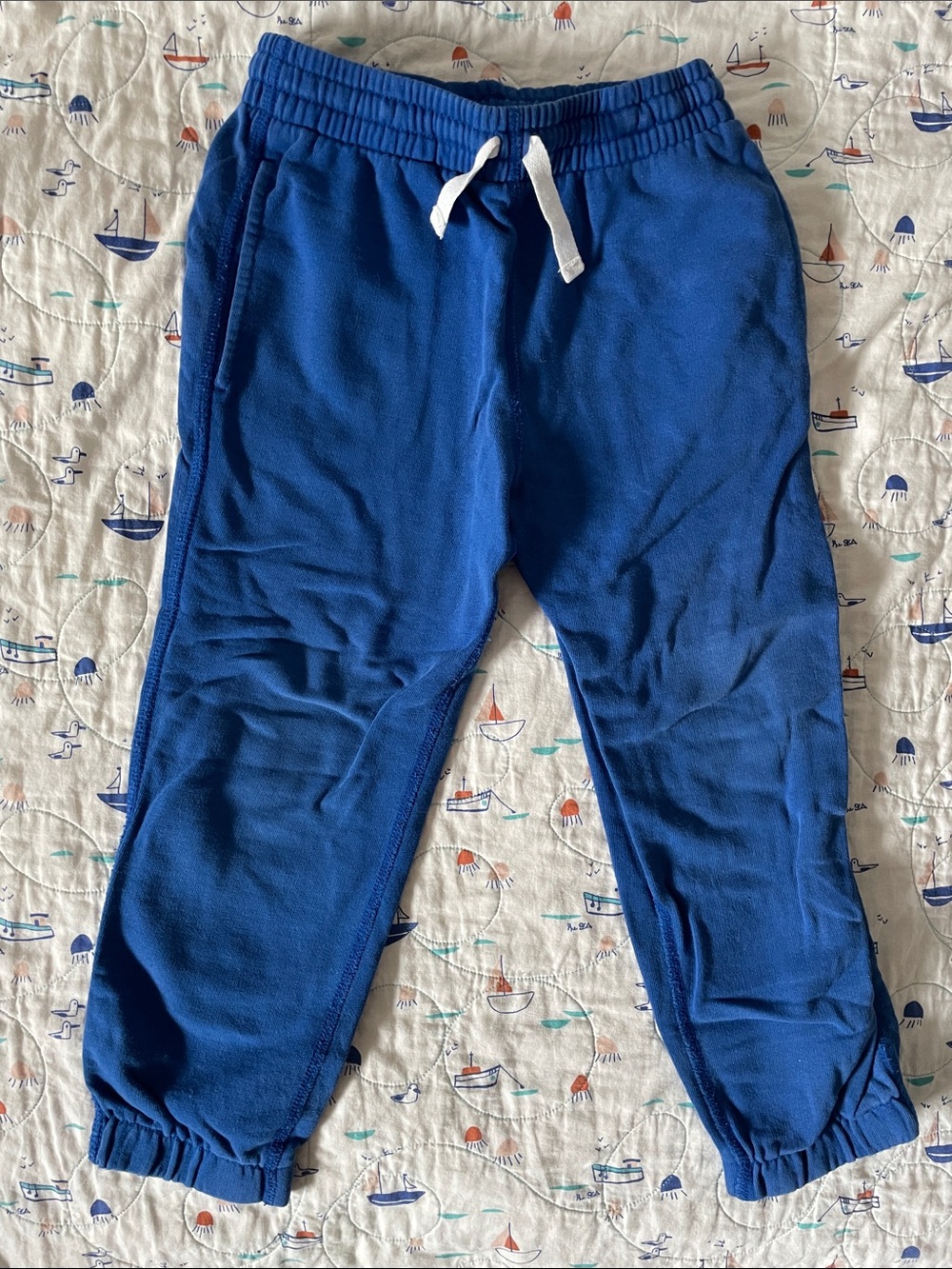Hanna Andersson Royal Blue Kids Jogger Pants with White Drawstring